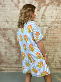 THML Eliana Striped Floral Dress