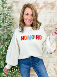 Ho Ho Ho + Merry Christmas Chunky Knit Sweater