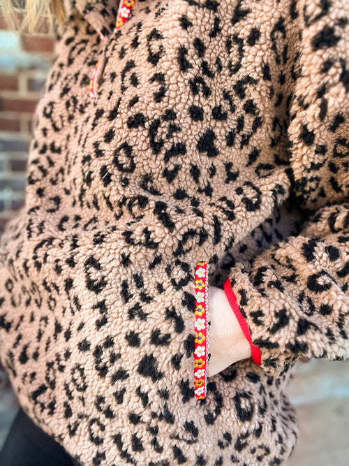 Leopard Pullover With Red Trim