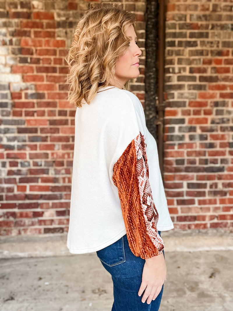 THML Velvet Snake Sleeve Top
