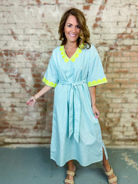 Denzel  Embroidery Accent Dress