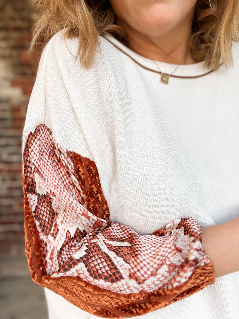 THML Velvet Snake Sleeve Top