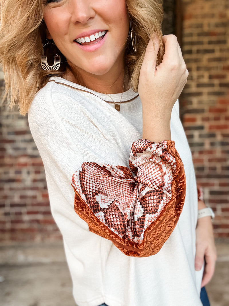 THML Velvet Snake Sleeve Top