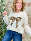 Prancer Sequin Gold Bow Sweater