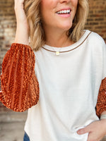 THML Velvet Snake Sleeve Top