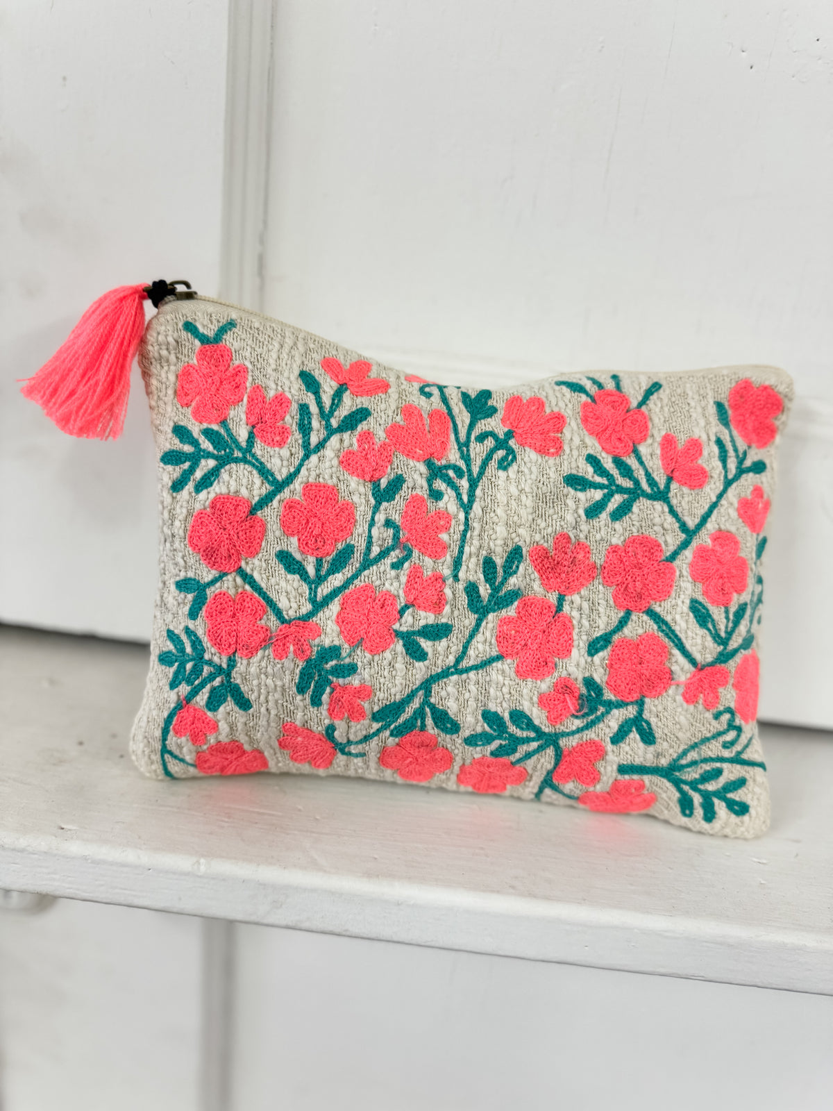 Rexford Embroidered Floral Zipper Pouch