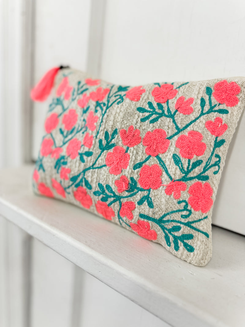 Rexford Embroidered Floral Zipper Pouch