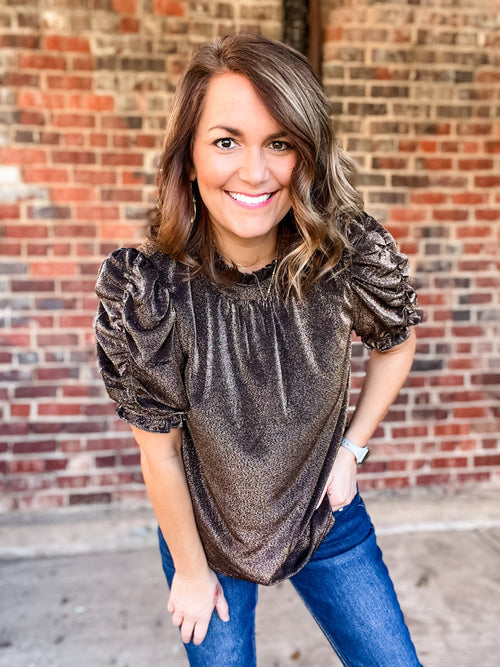 THML Metallic Ruched Sleeve
