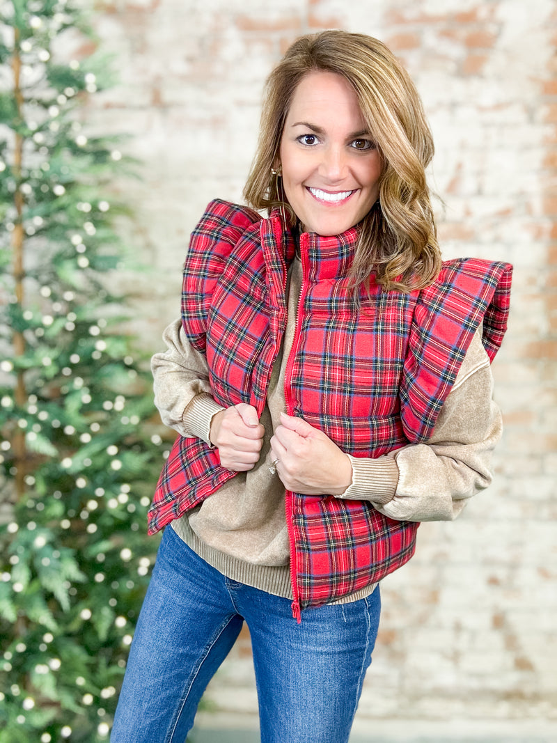 Noelia Red Plaid Vest