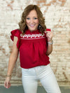 Lindsay Embroidered Textured Top