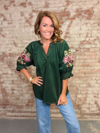 Landon Embroidered Sleeve Top