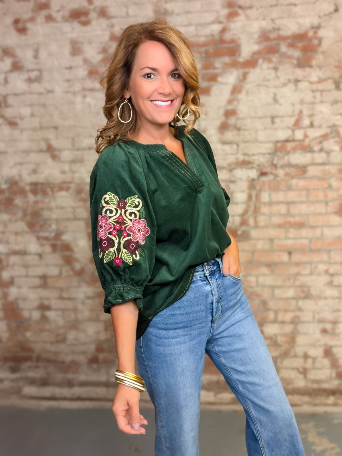 Landon Embroidered Sleeve Top
