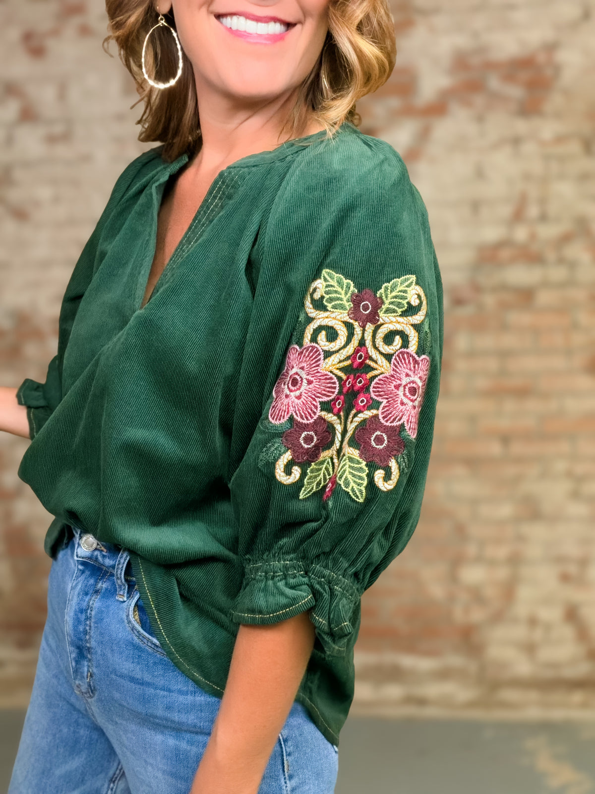 Landon Embroidered Sleeve Top