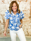 Currie Pom Trim Print Top