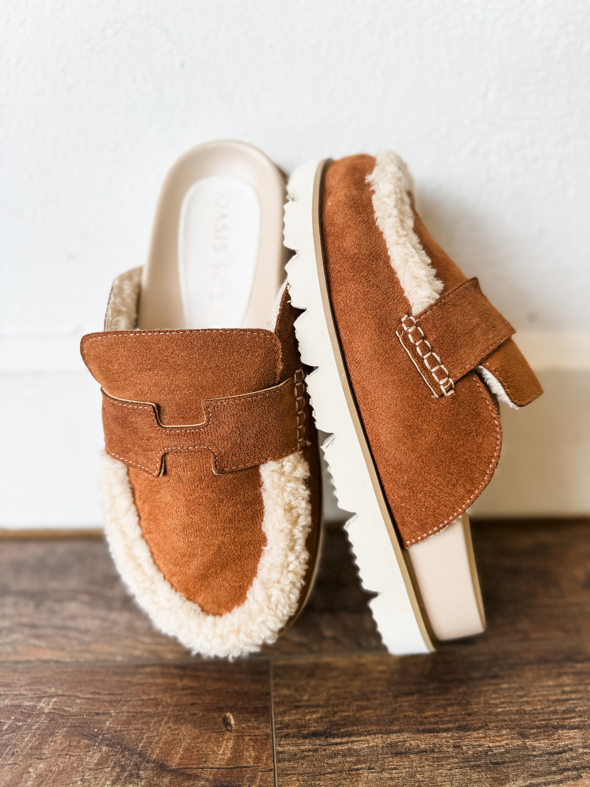 Avalon Suede Shearling Mules