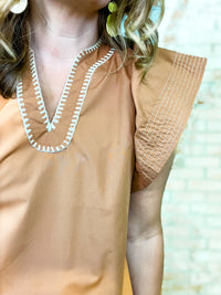 Savannah Contrast Stitching Detail Top