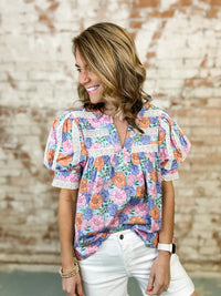 Kara Lace Ribbon Floral Top