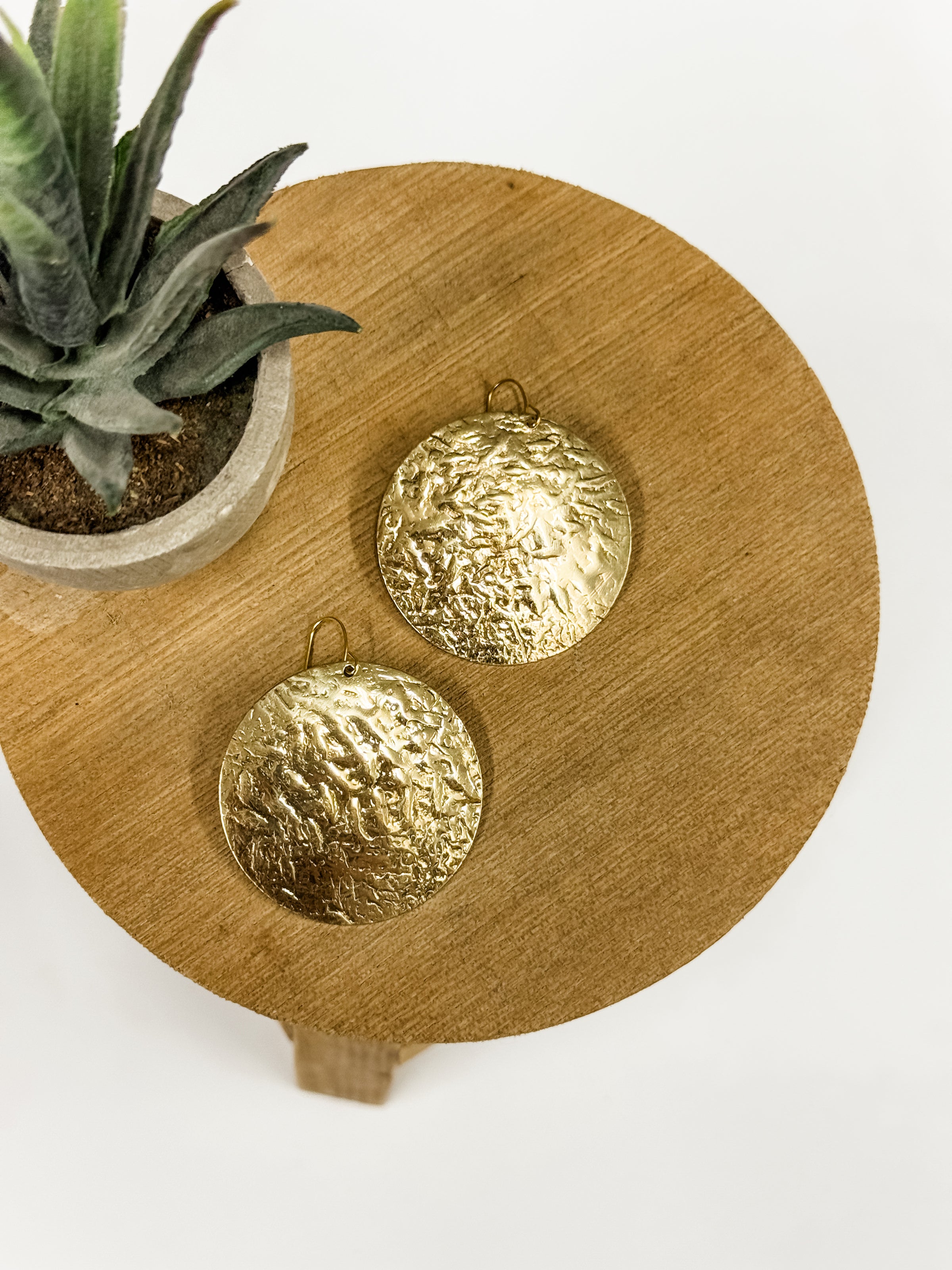 Textured Statement Round Earrings