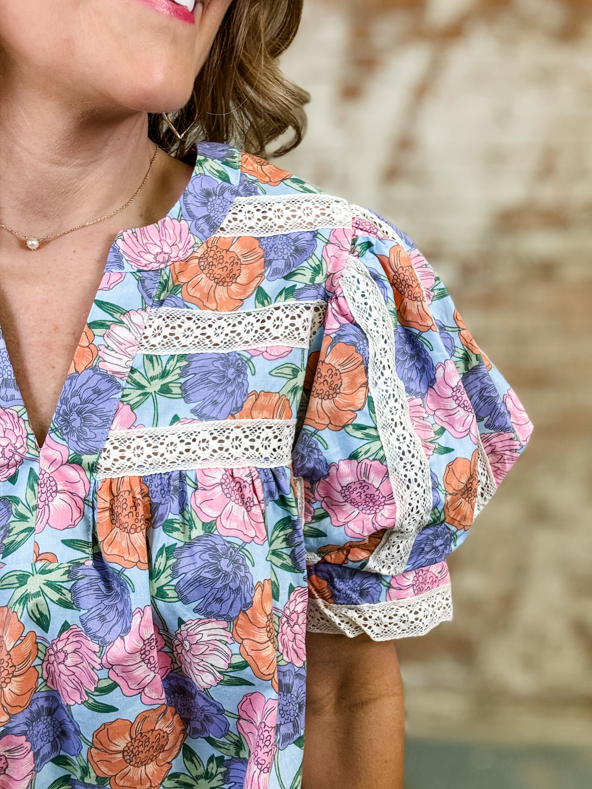 Kara Lace Ribbon Floral Top