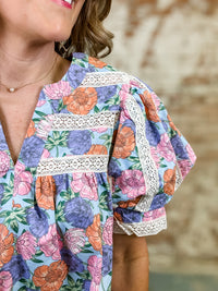 Kara Lace Ribbon Floral Top