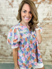 Kara Lace Ribbon Floral Top