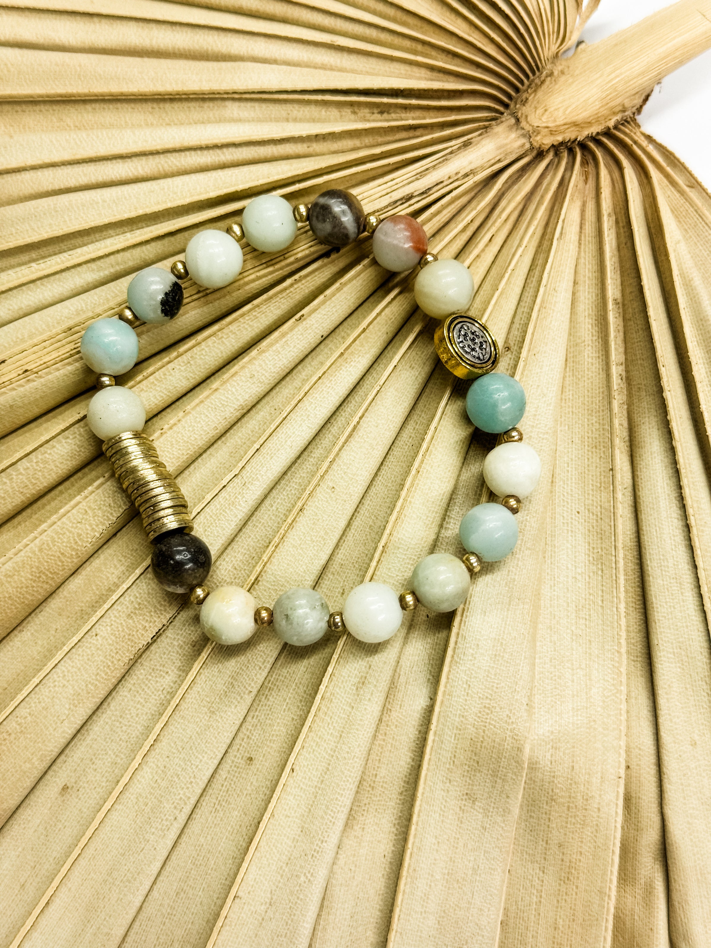 Steph Beaded + Gold Disc Bracelet