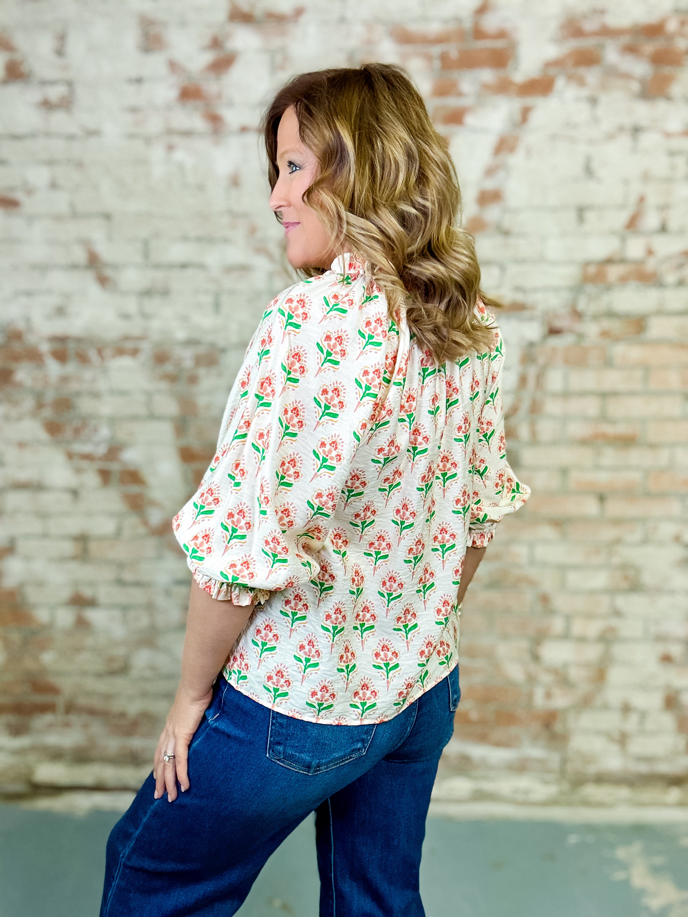 THML Shelby Floral Tassel Top