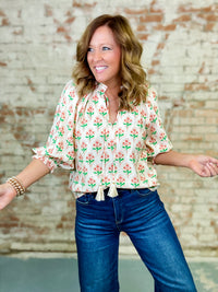 THML Shelby Floral Tassel Top