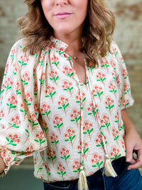 THML Shelby Floral Tassel Top
