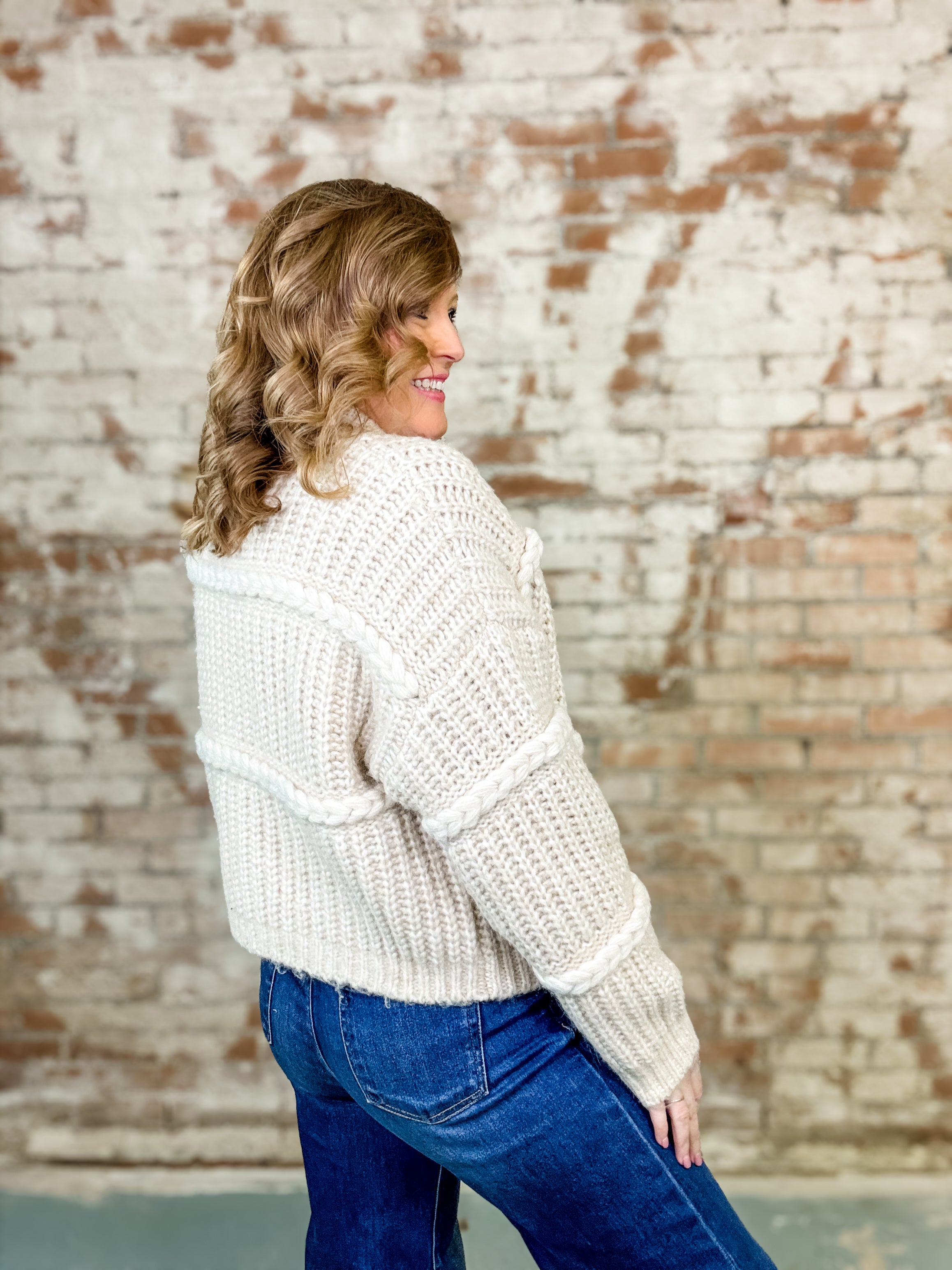 Verona Braided Sweater Cardigan