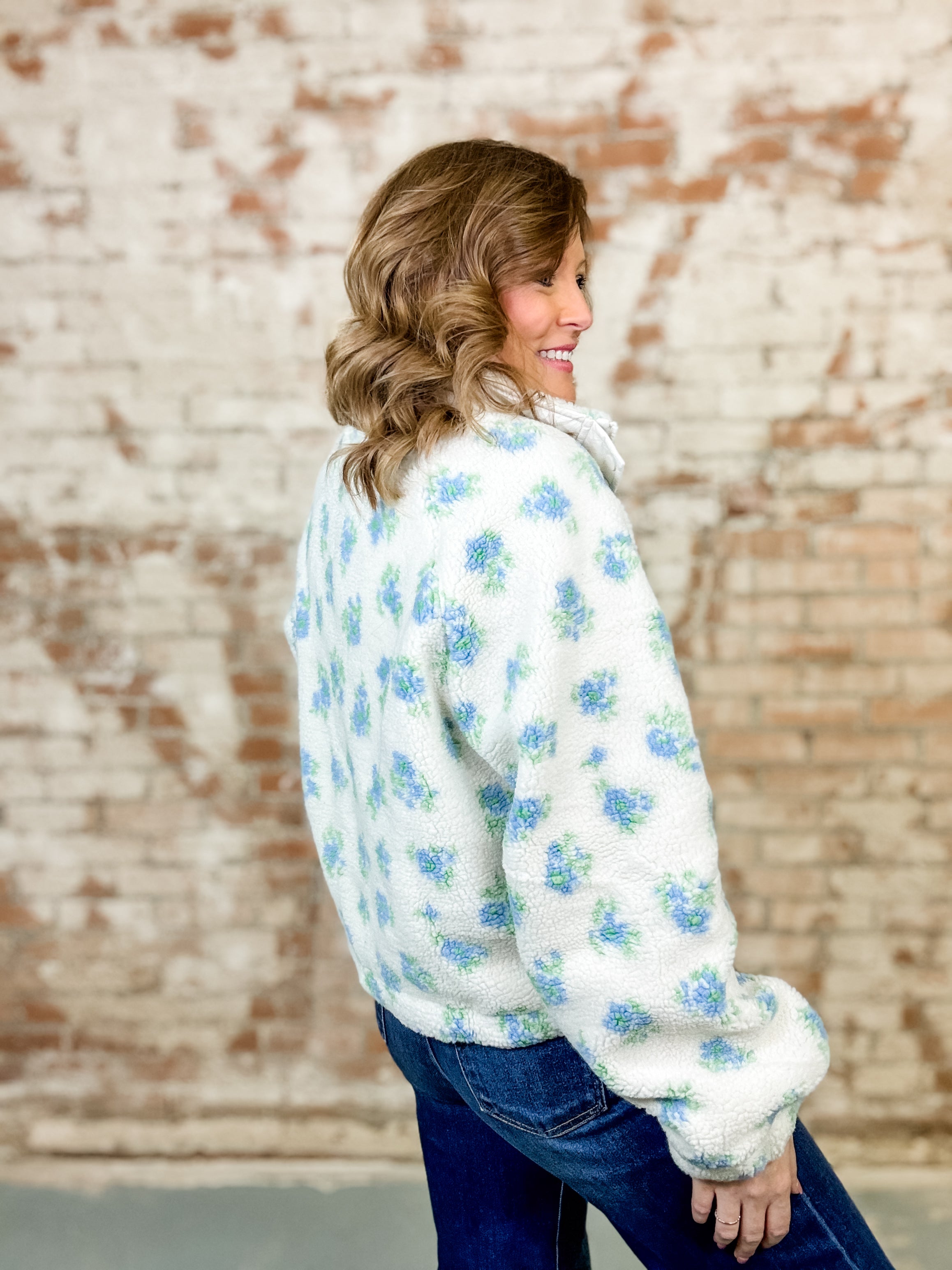 Devlin Floral Print Sherpa Jacket