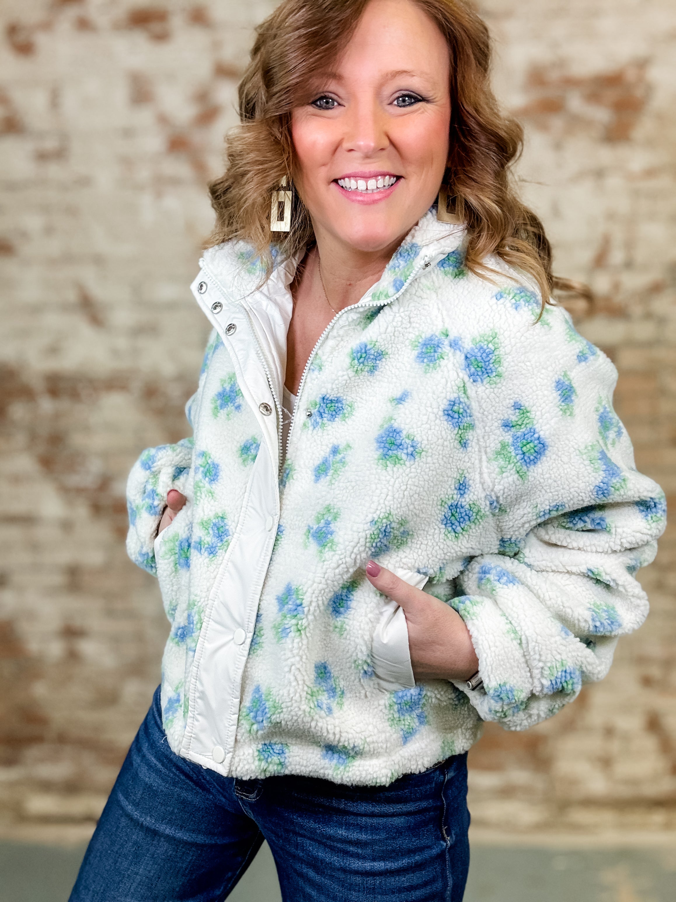 Devlin Floral Print Sherpa Jacket