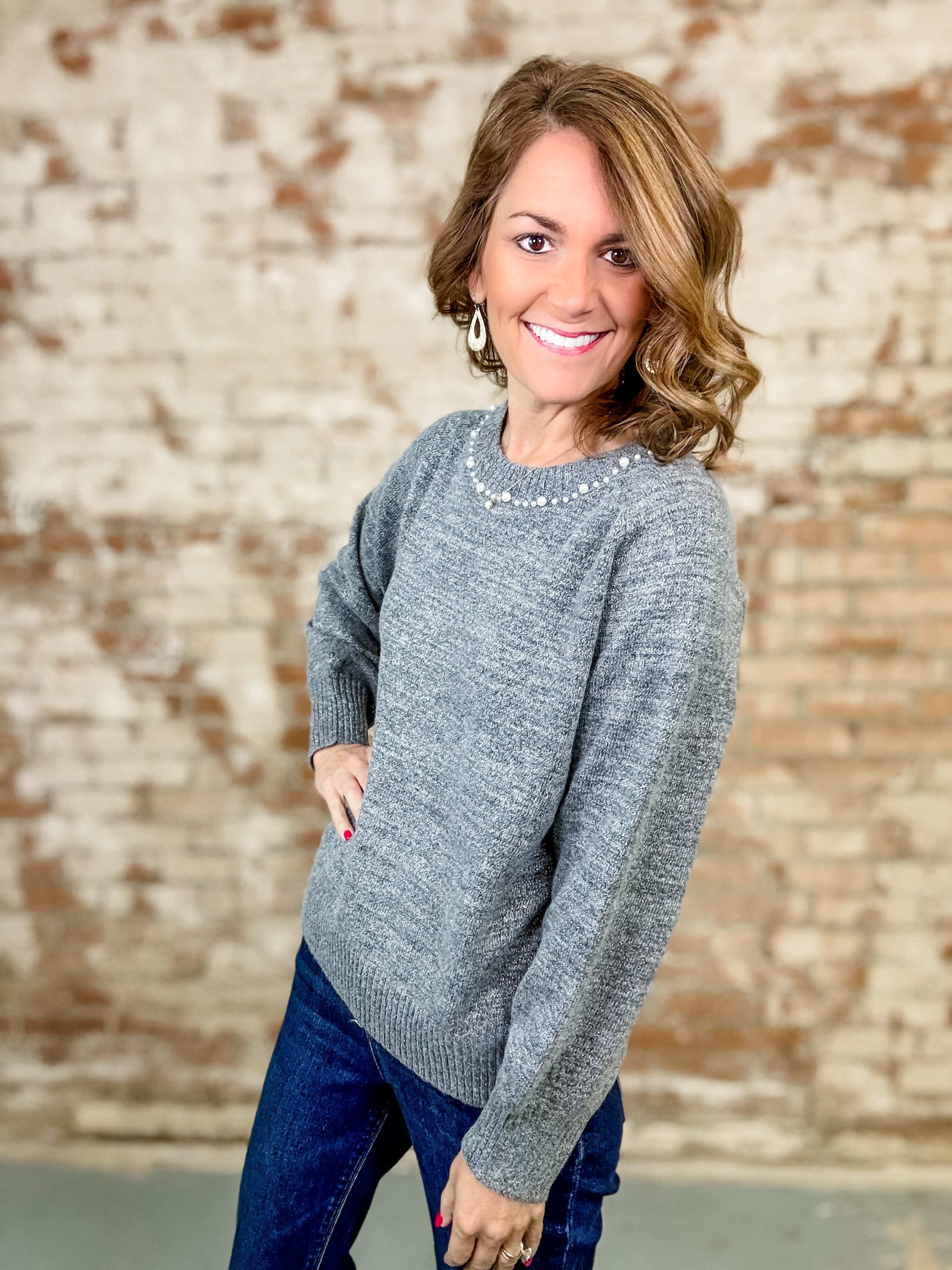 Madison Pearl Trimmed Sweater