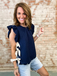 Sara Tie Detail Textured Top