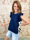 Sara Tie Detail Textured Top
