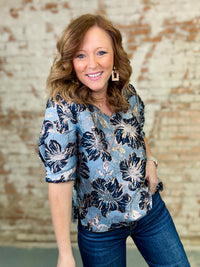 Skye Metallic Jacquard Top