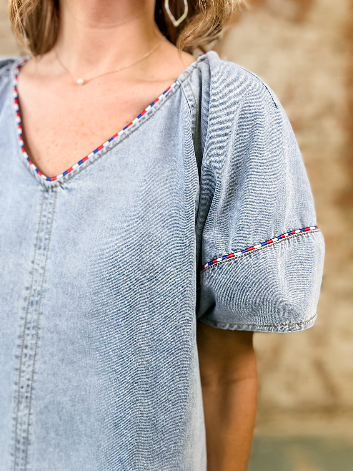 Patriotic Trim Denim Dress