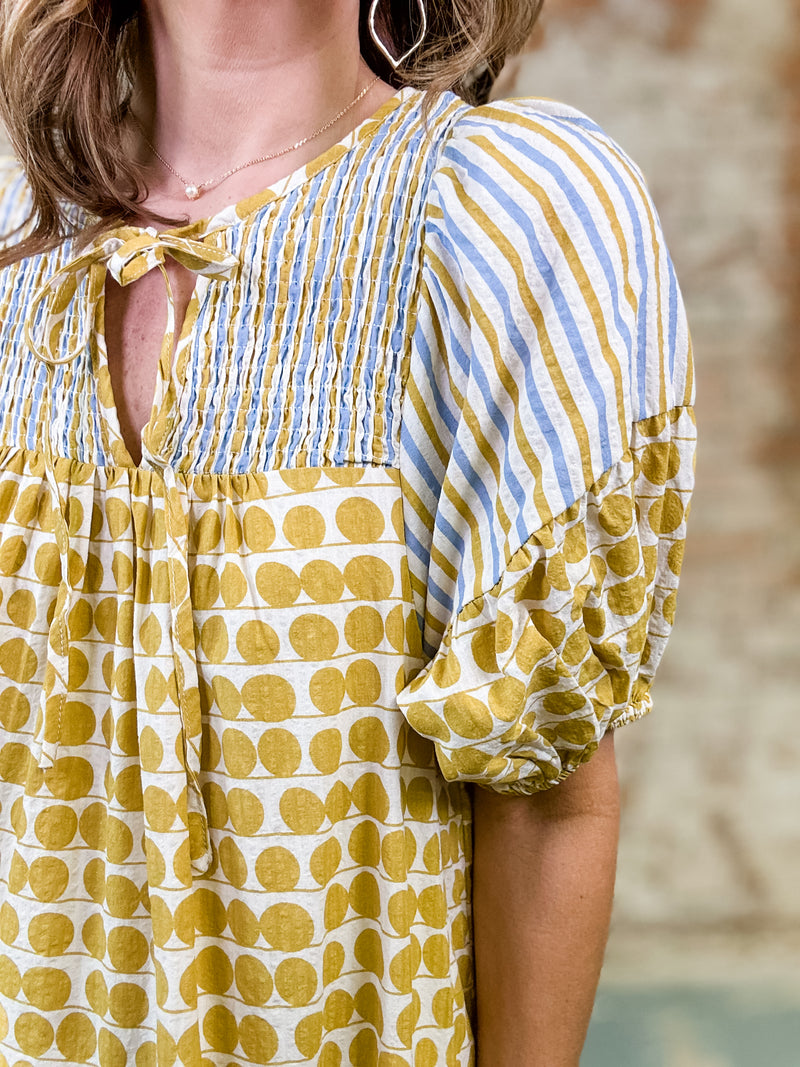 Rena Dots + Stripes Dress