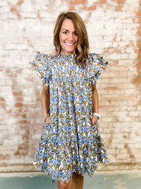 Quinn Pintuck Floral Print Dress