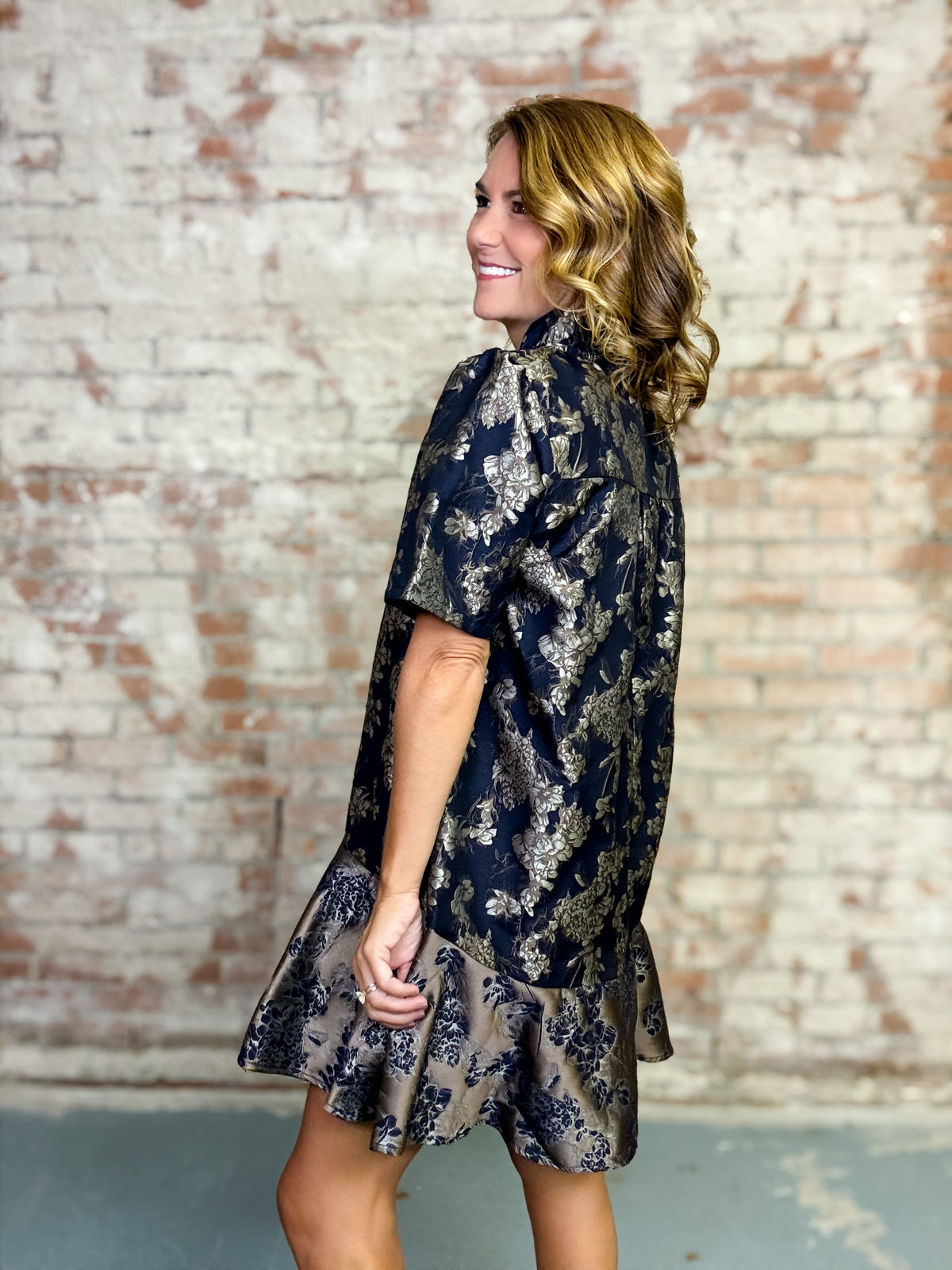 Beverly Floral Jacquard Dress