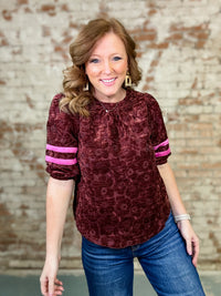 Lynx Puff Sleeve Velvet Top