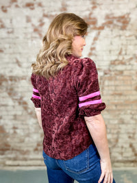 Lynx Puff Sleeve Velvet Top