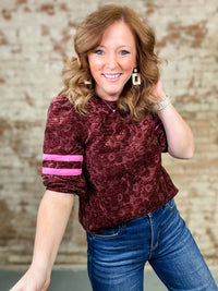 Lynx Puff Sleeve Velvet Top