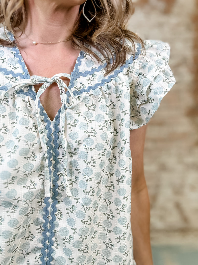 Kathleen Trim Detail Floral Print Dress