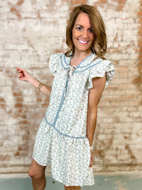 Kathleen Trim Detail Floral Print Dress