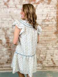 Kathleen Trim Detail Floral Print Dress