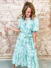Ginger Embroidered Stripe Midi Dress