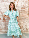 Ginger Embroidered Stripe Midi Dress
