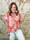 THML Suzanna Floral Button Front Top