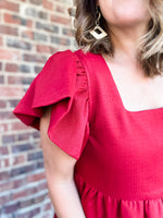 Textured Solid Square Neck Peplum Top